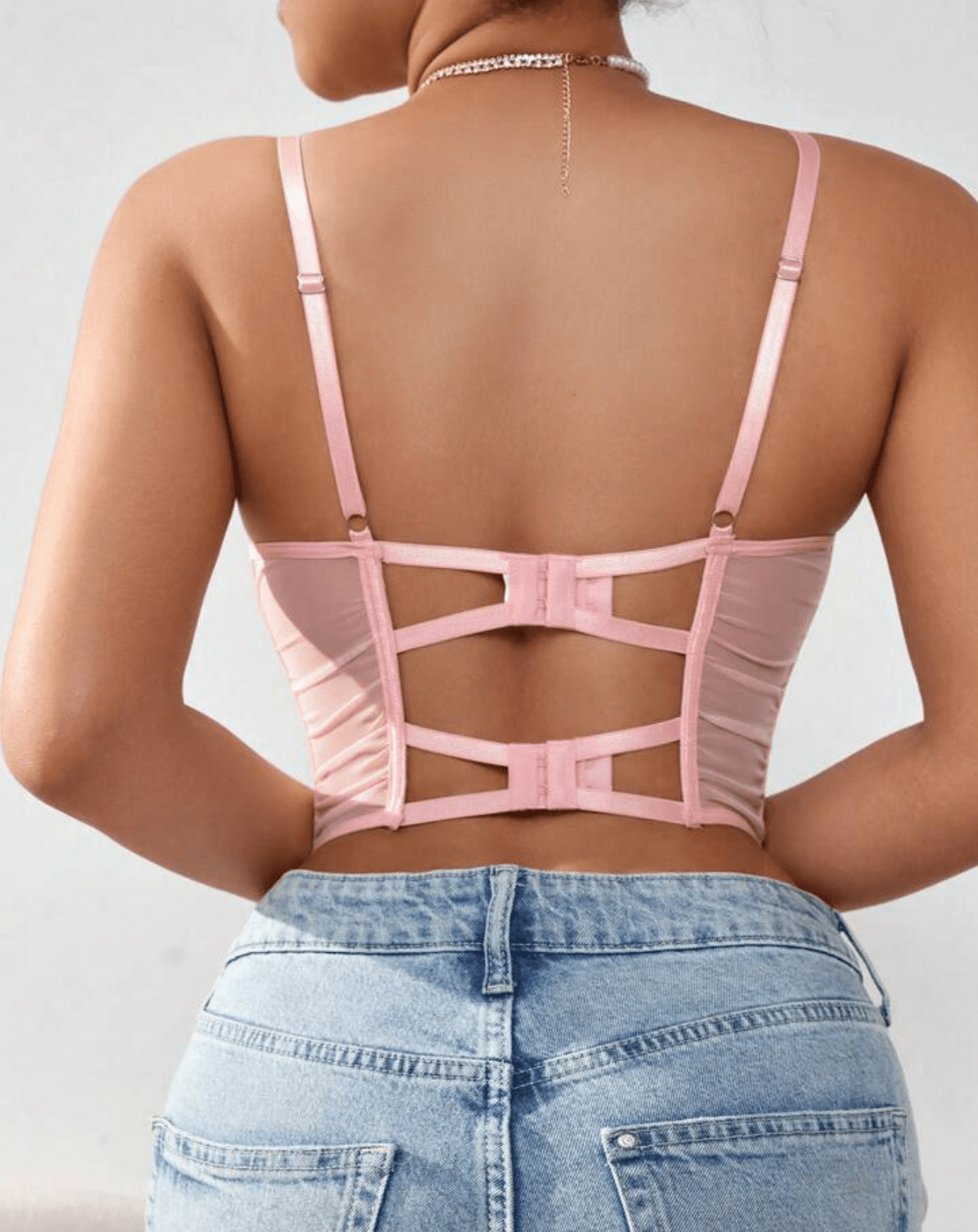 pink bralette top straps