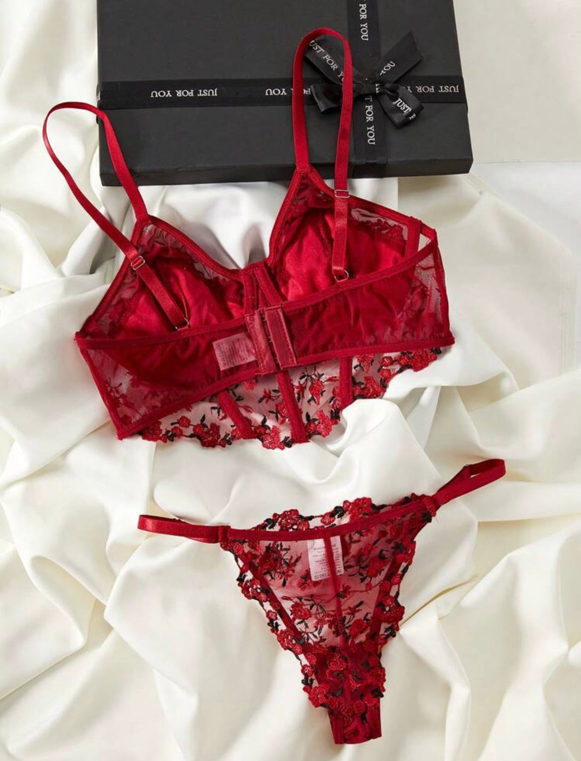 Red Corset Lingerie Set Floral - Self Care Shop