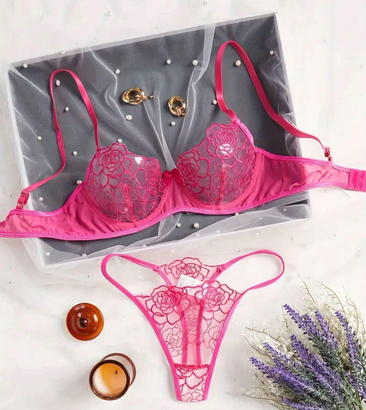 Rose red lingerie set