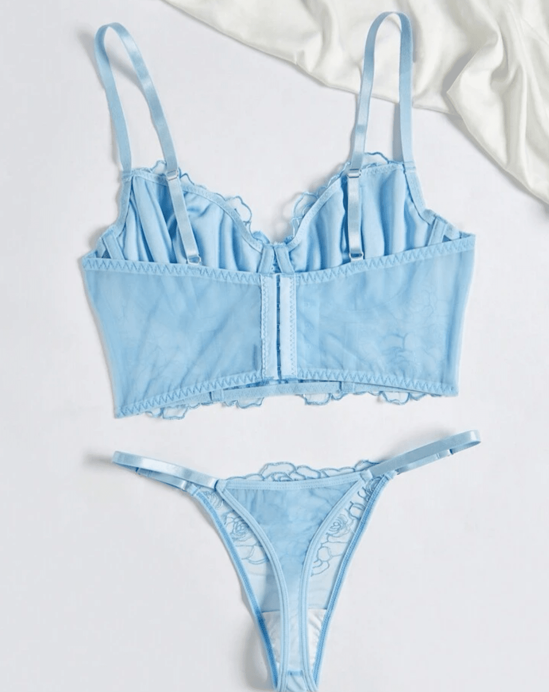blue bralette corset lingerie set