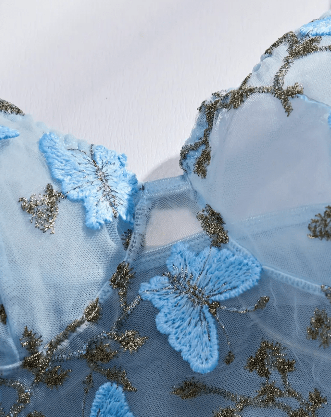 blue lingerie embroidered