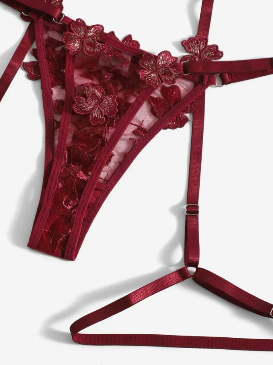 Burgundy Lingerie Set Garter - Self Care Shop