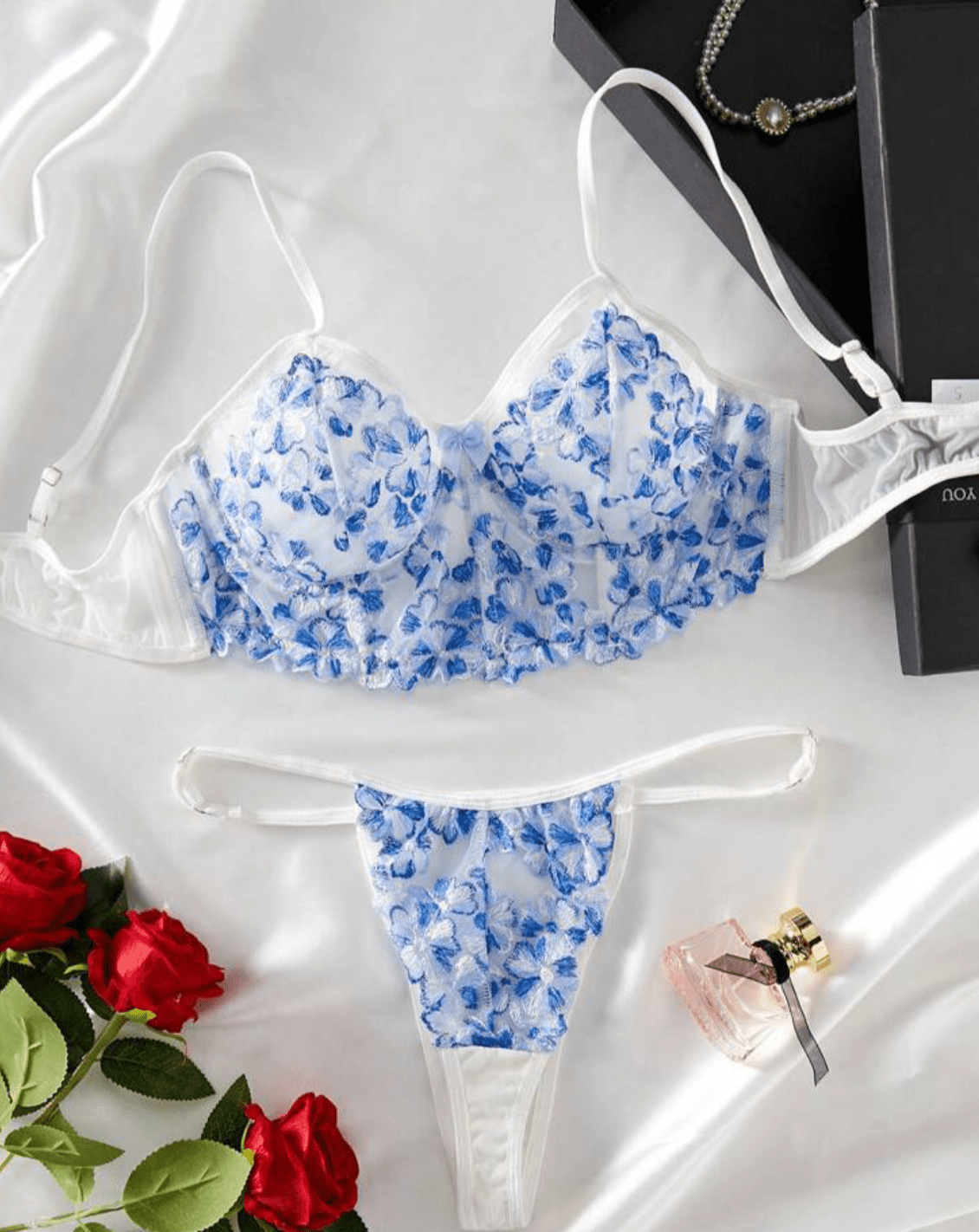 blue and white corset negligees