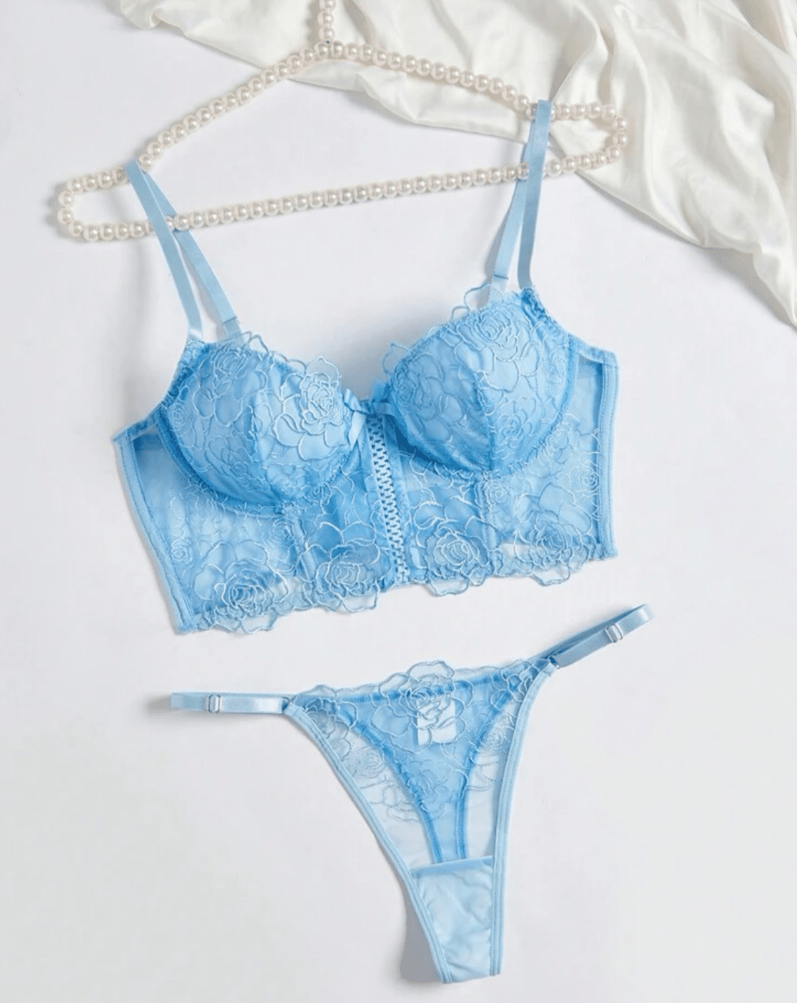 blue lingerie set corset