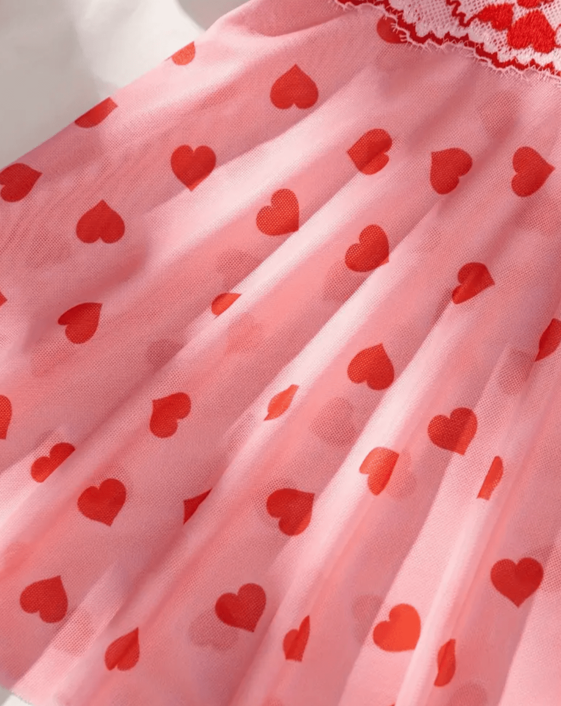 pink heart pattern mesh fabric lingerie slip