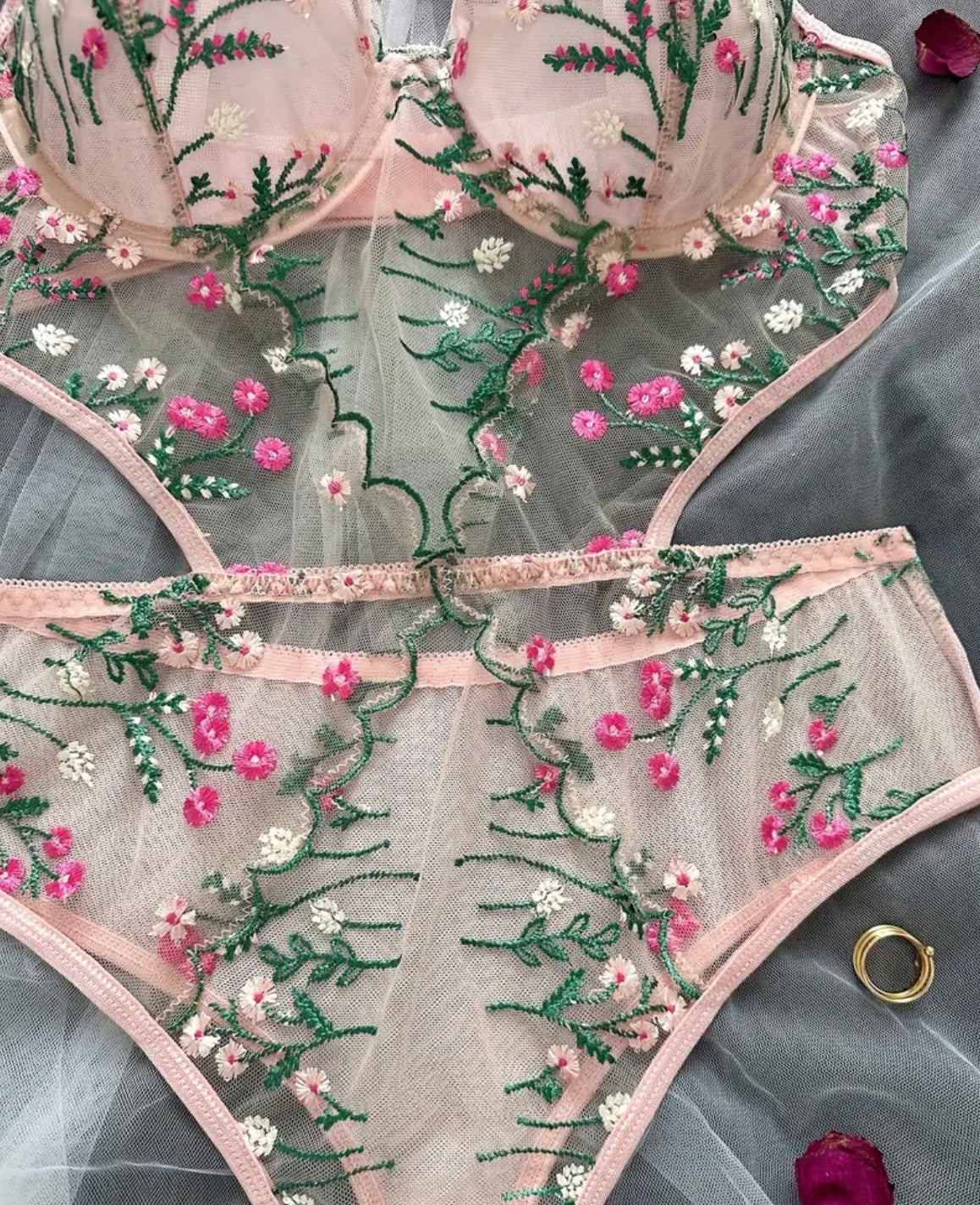 Floral lace lingerie bodysuit