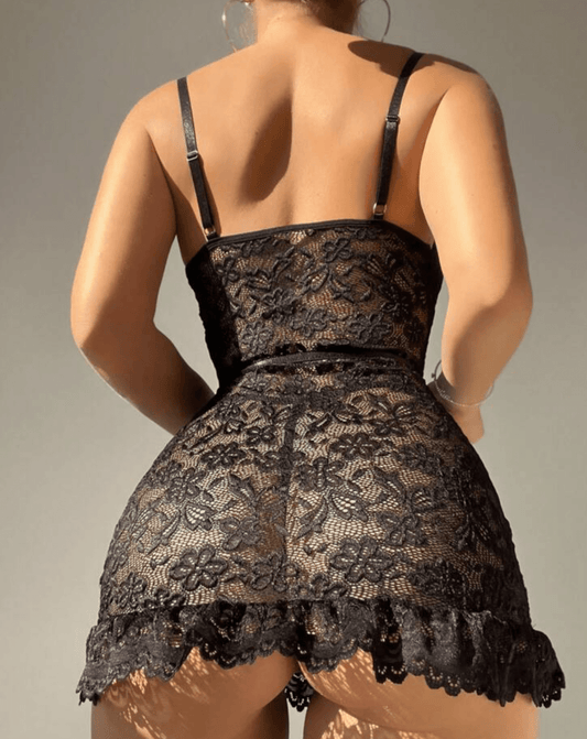 black lace lingerie slip