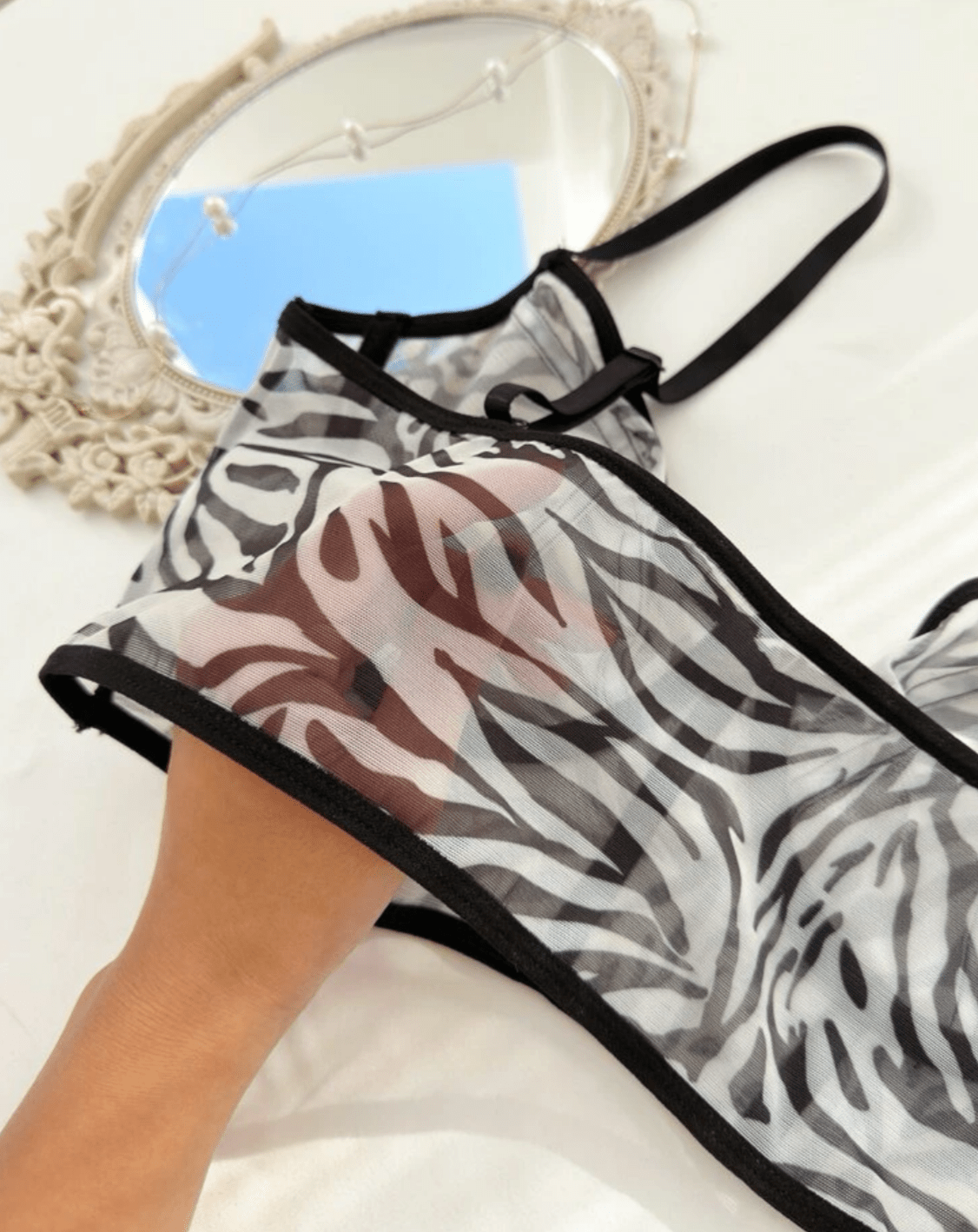 black and white lingerie sheer
