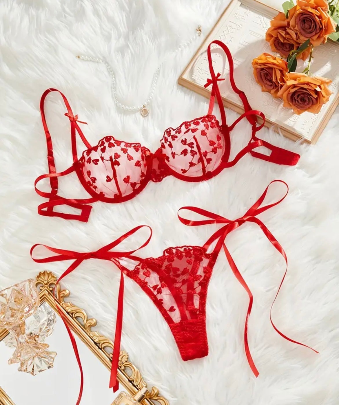 red lingerie sheer sexy
