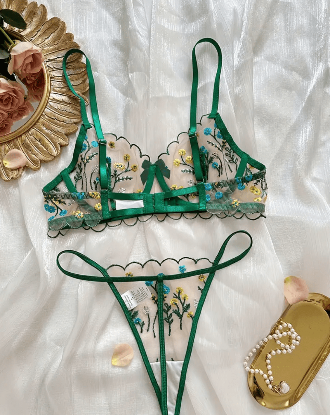 green lingerie sheer