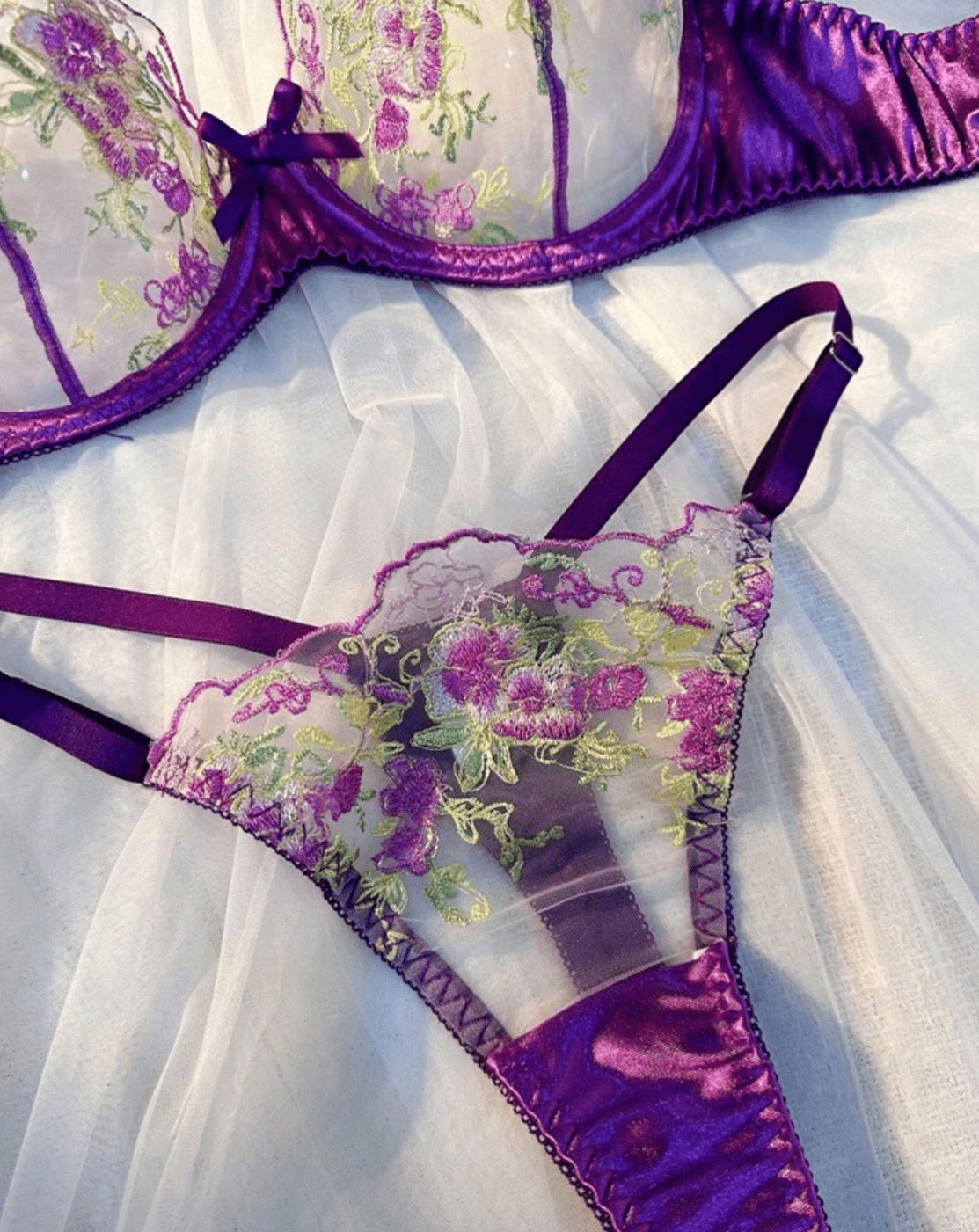 silk purple thong