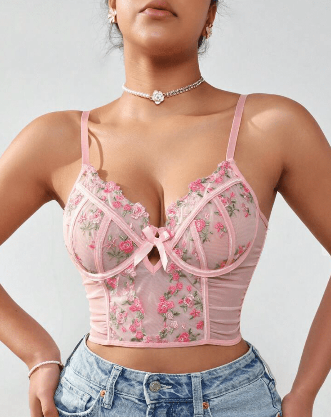 pink corset bralette lingerie shirt