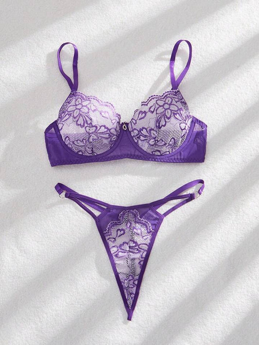 purple lingerie set sheer