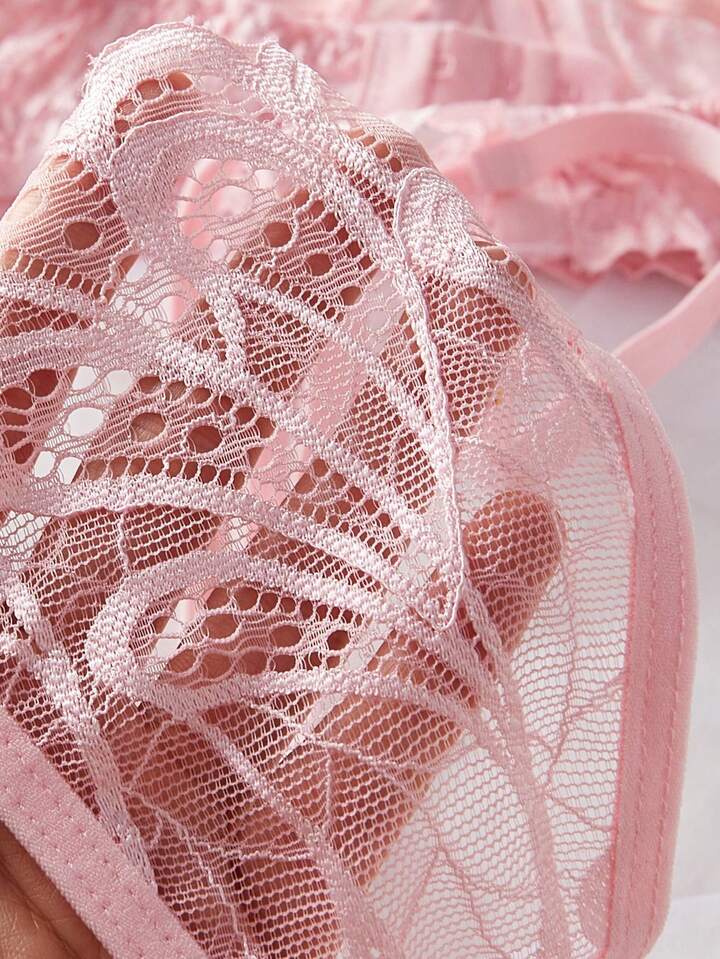 Lace Lingerie Crotchless Bra and Panty Set Erotic Intimates