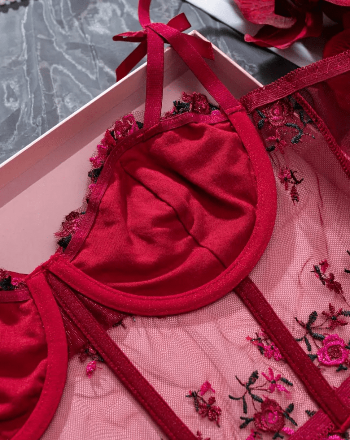 red corset lace top