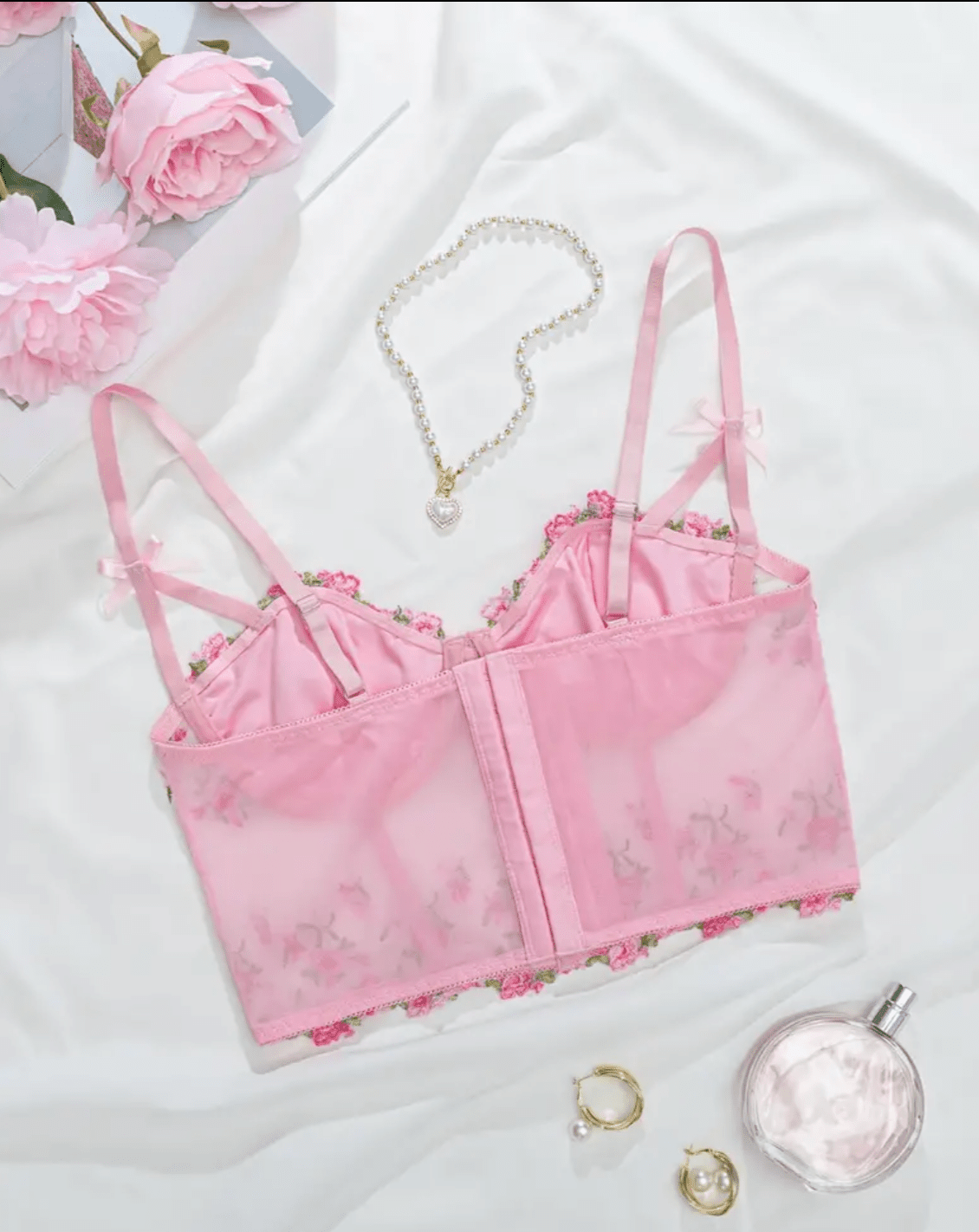 pink bralette lace top