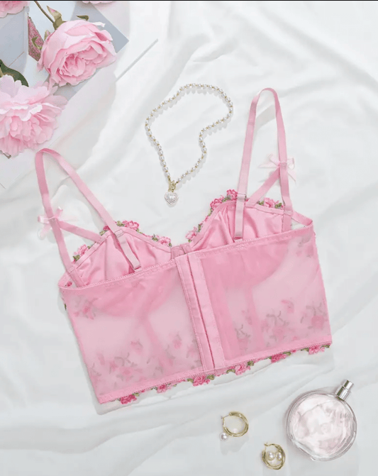 pink bralette lace top