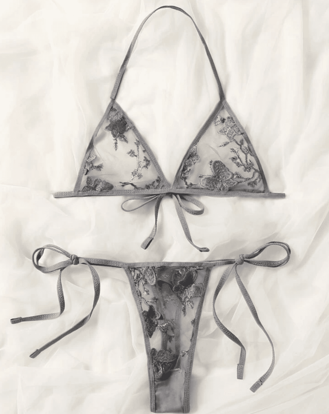 grey lingerie see through