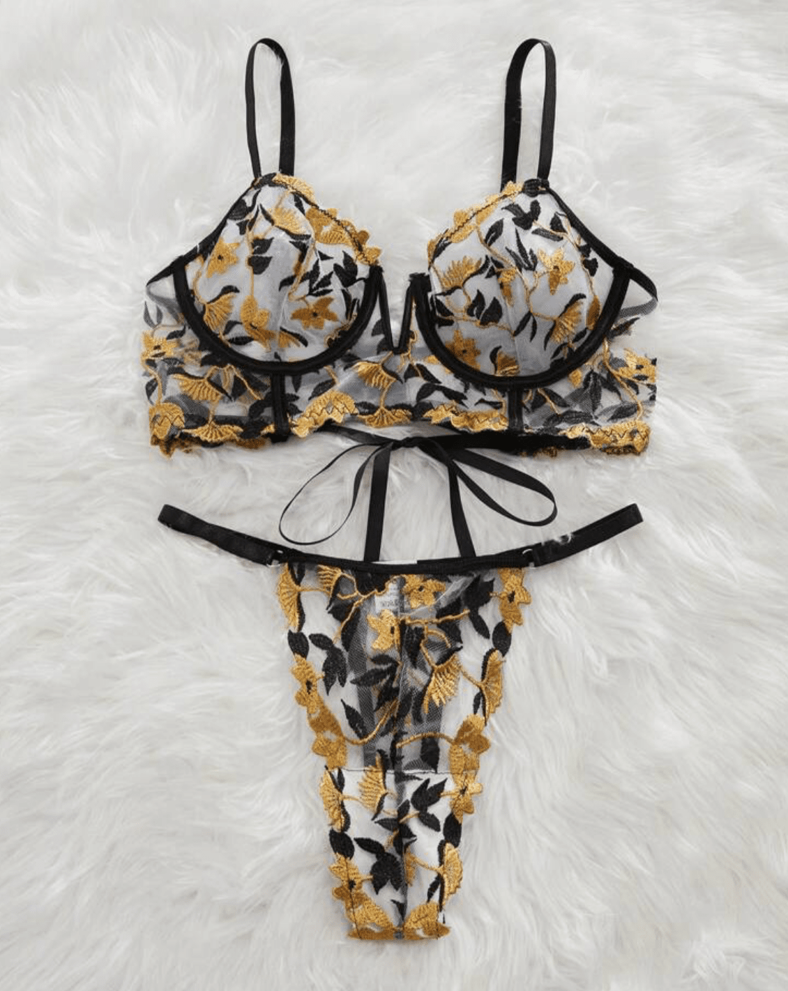 gold and black corset lingerie set