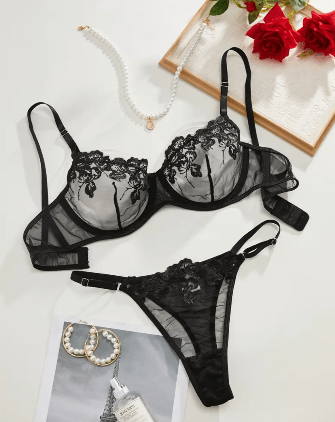 black lingerie classy set