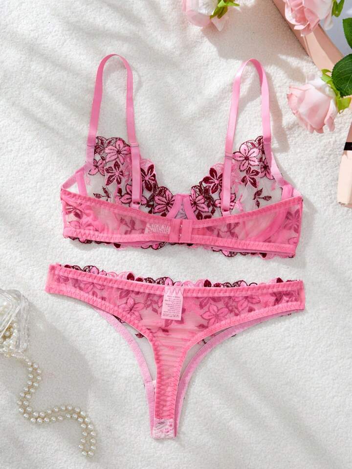 Romantic Bra and Panty Set Pink