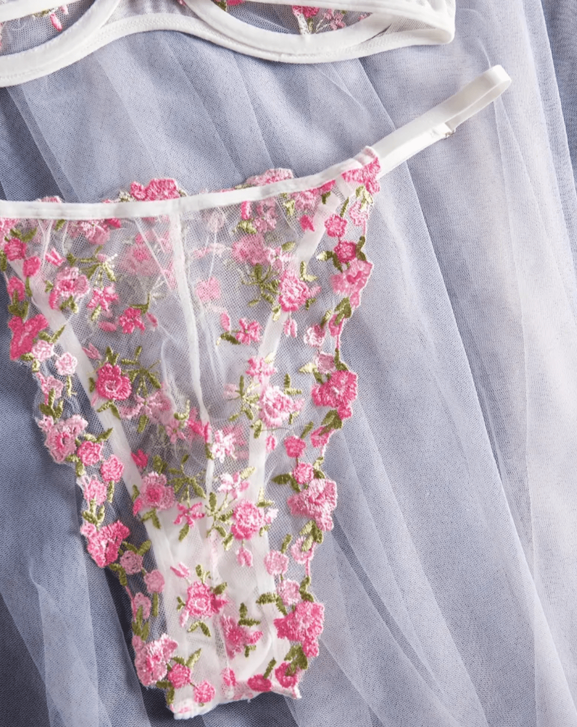 white embroidered thong lingerie