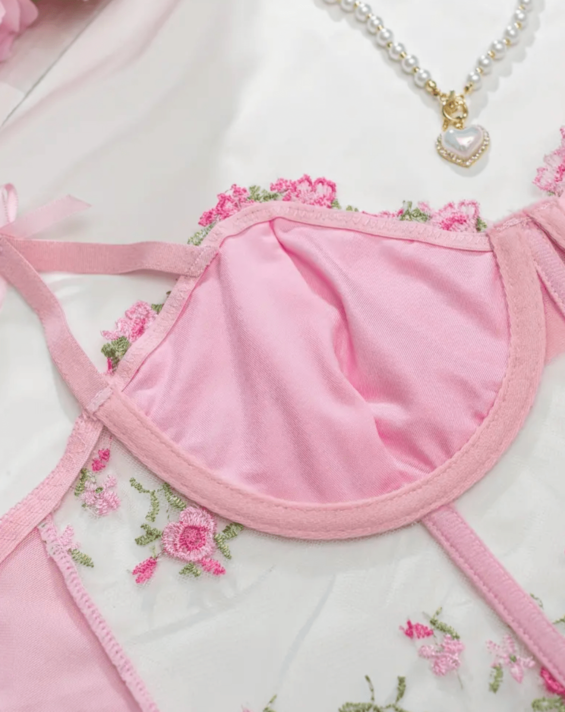 pink bralette top lace