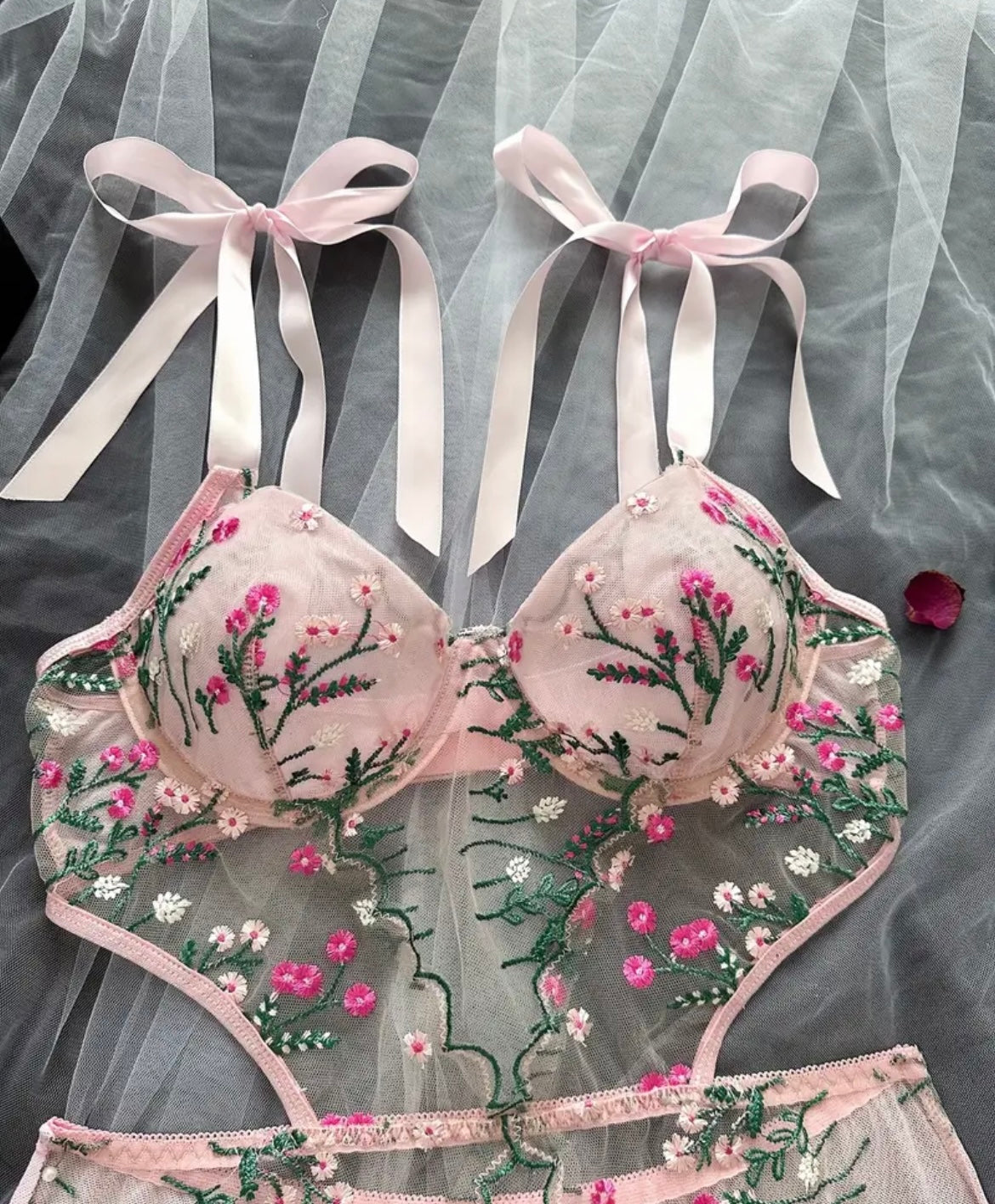 Teddy bodysuit lingerie pink