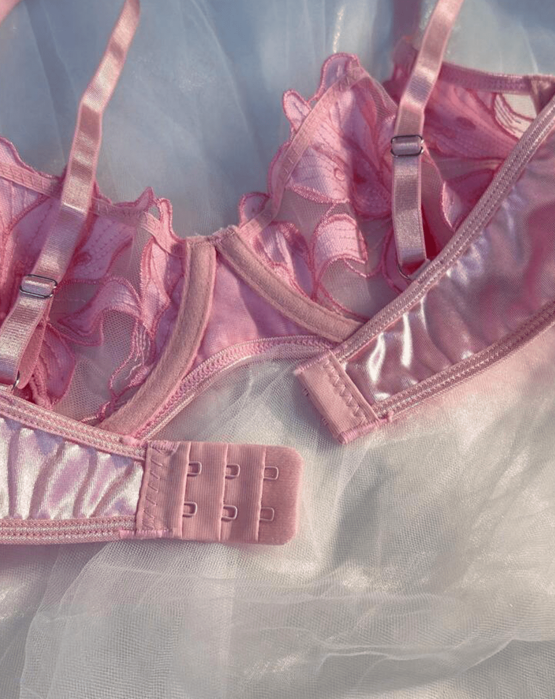 pink silk bra