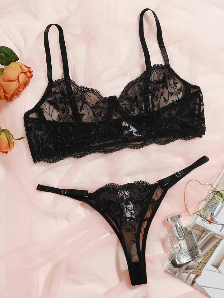 black lingerie see through