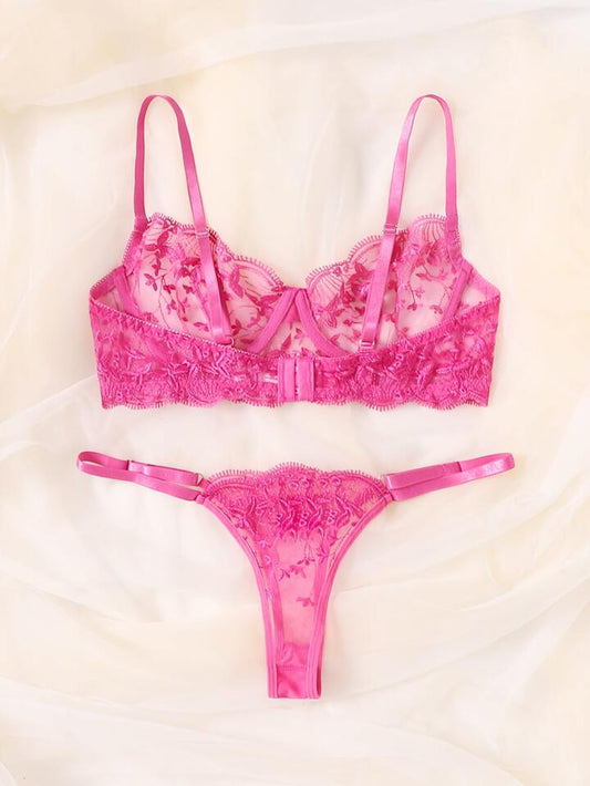 hot pink lingerie set