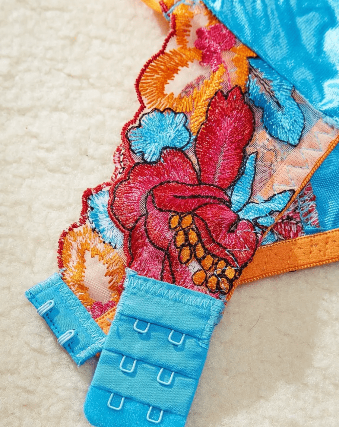 blue embroidered lingerie bra