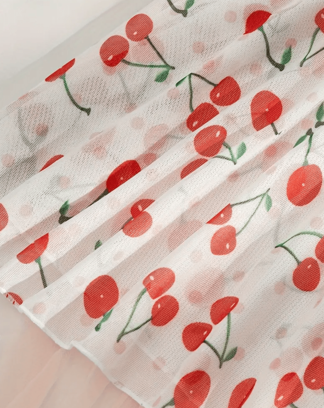white lingerie lace cherry pattern