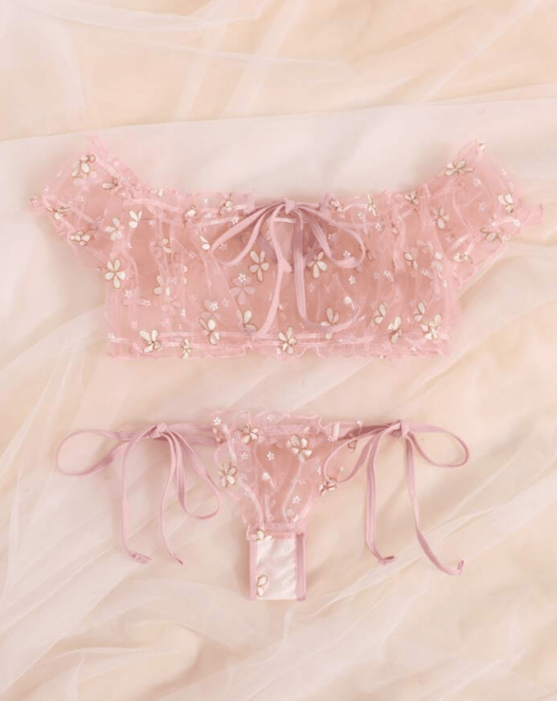 pink lingerie set sheer sexy
