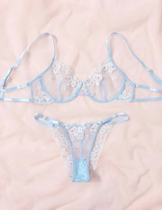 blue lingerie