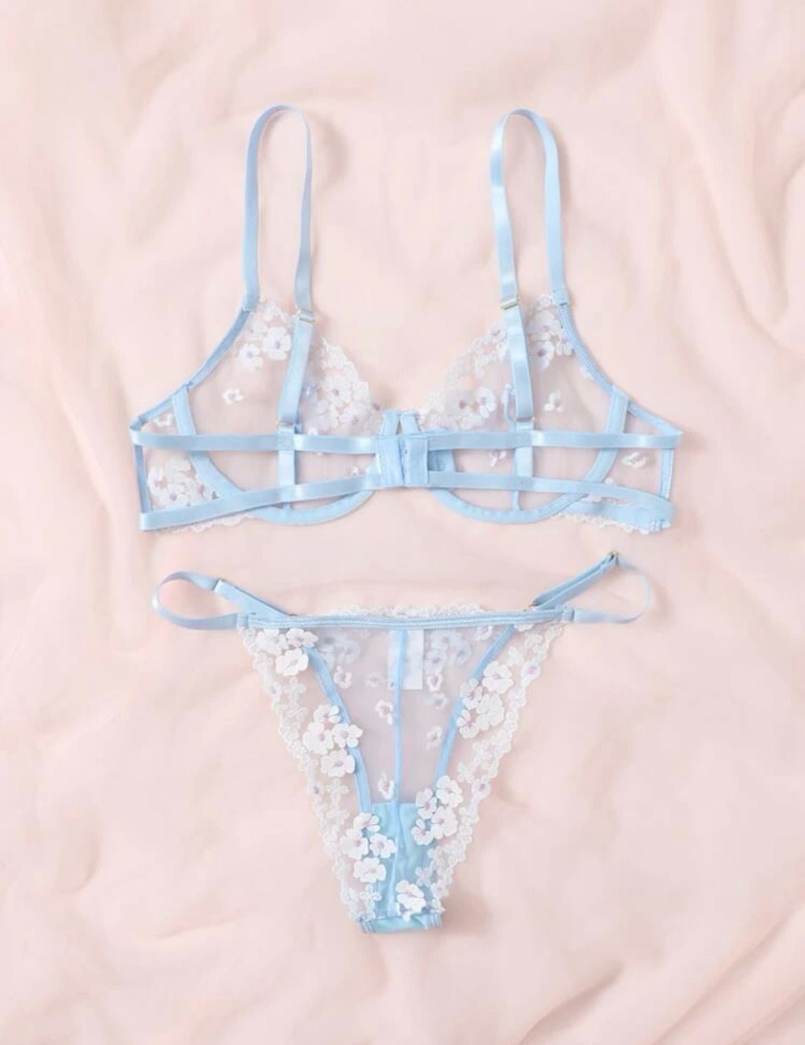 Blue Floral Lingerie Set Plus - Self Care Shop
