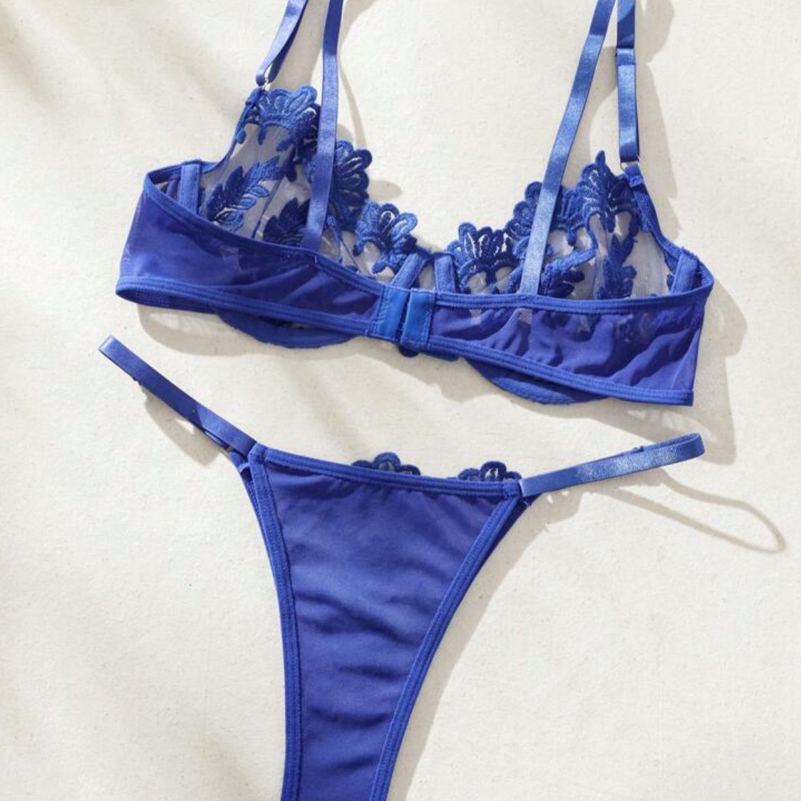 Blue Lingerie Set Floral - Self Care Shop