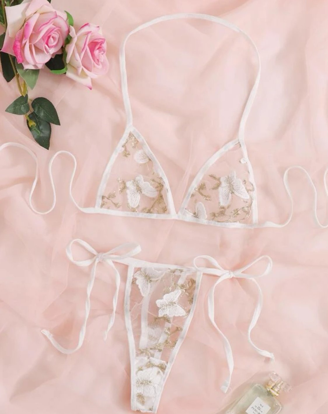 Bridal Lingerie Set Mesh Butterfly - Self Care Shop