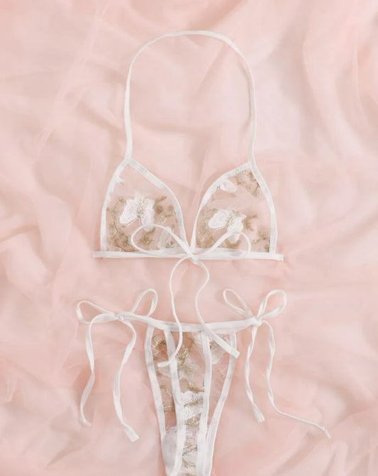 Bridal Lingerie Set Mesh Butterfly - Self Care Shop