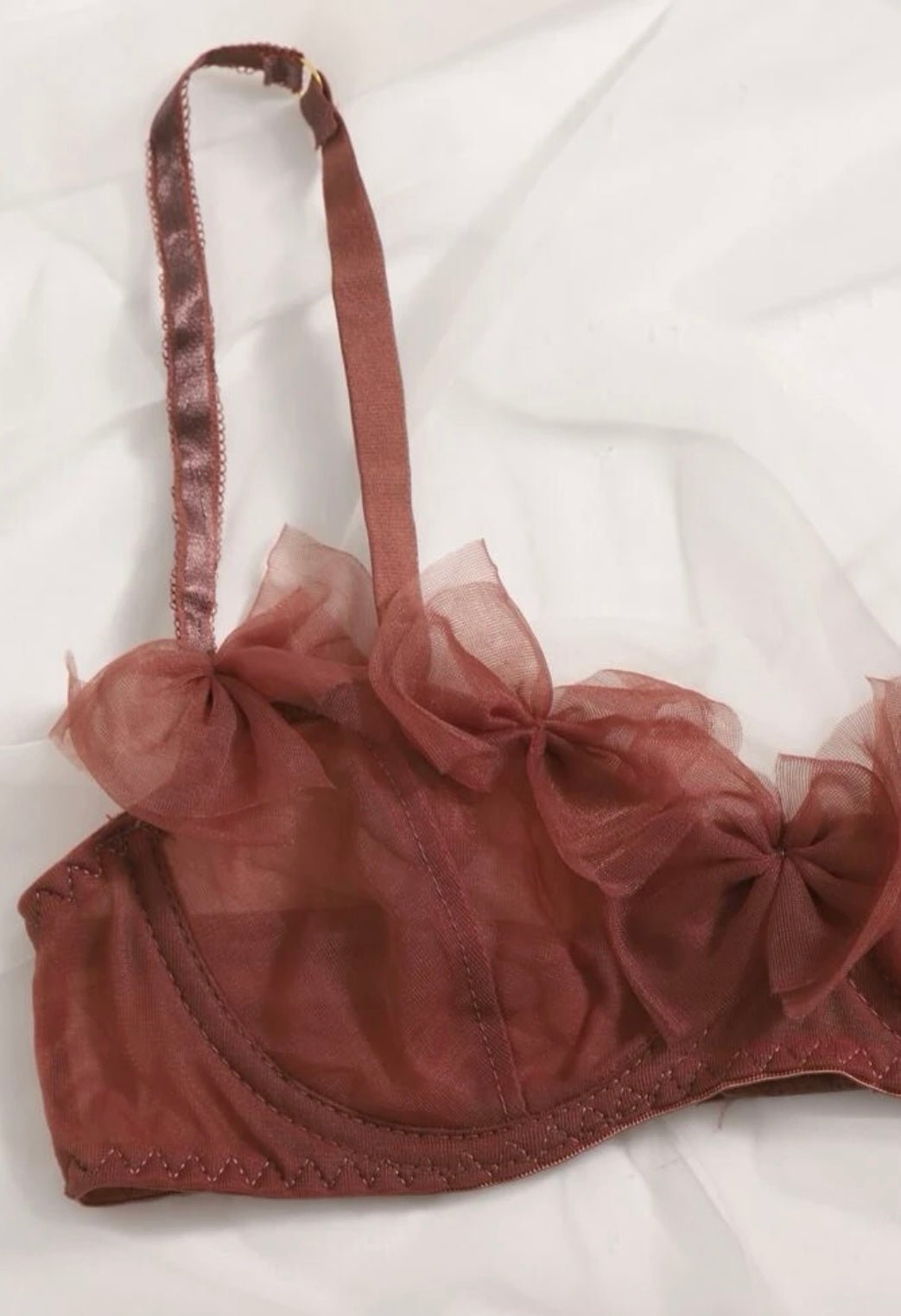 Brown Lingerie Set Ruffle Mesh - Self Care Shop