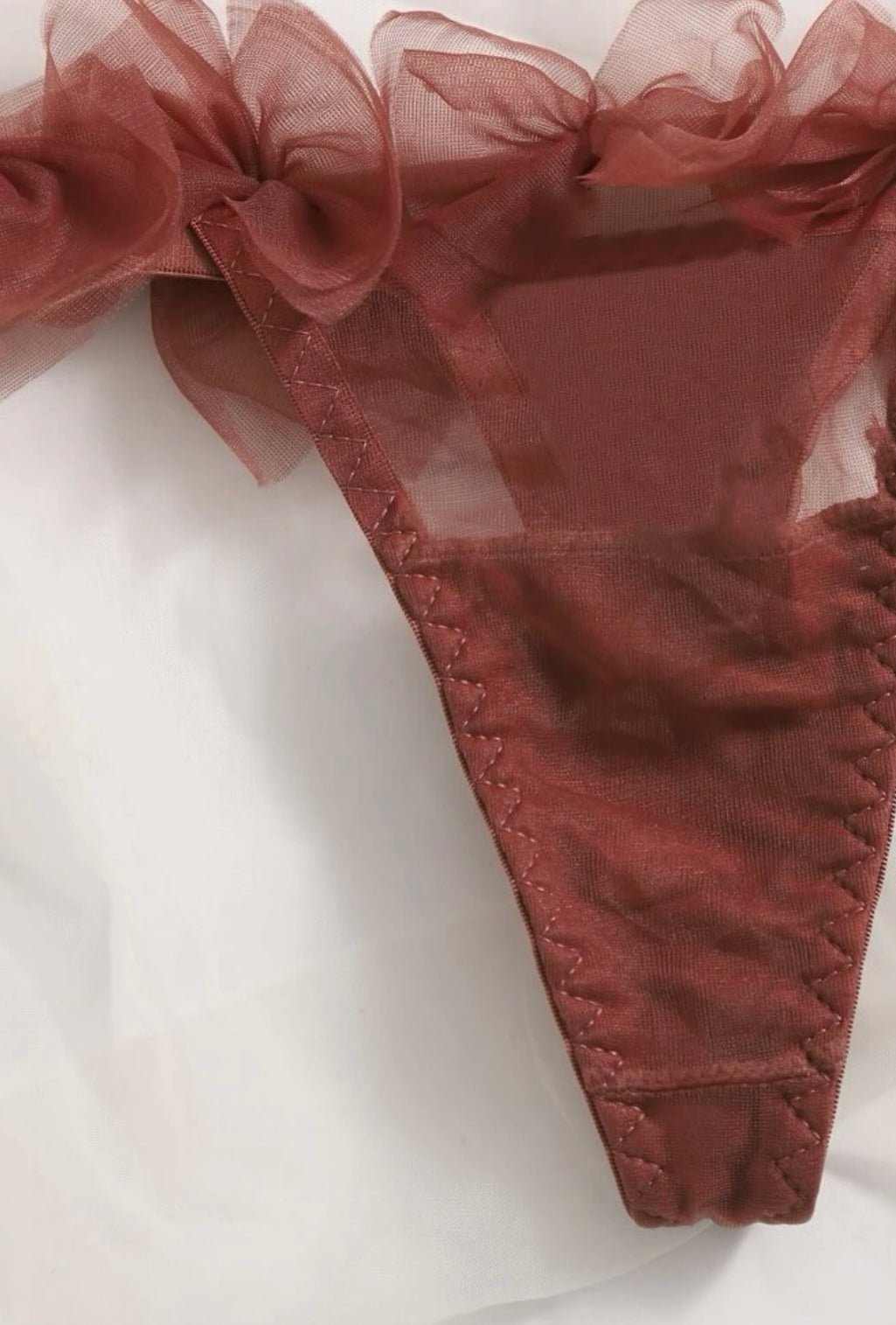 Brown Lingerie Set Ruffle Mesh - Self Care Shop