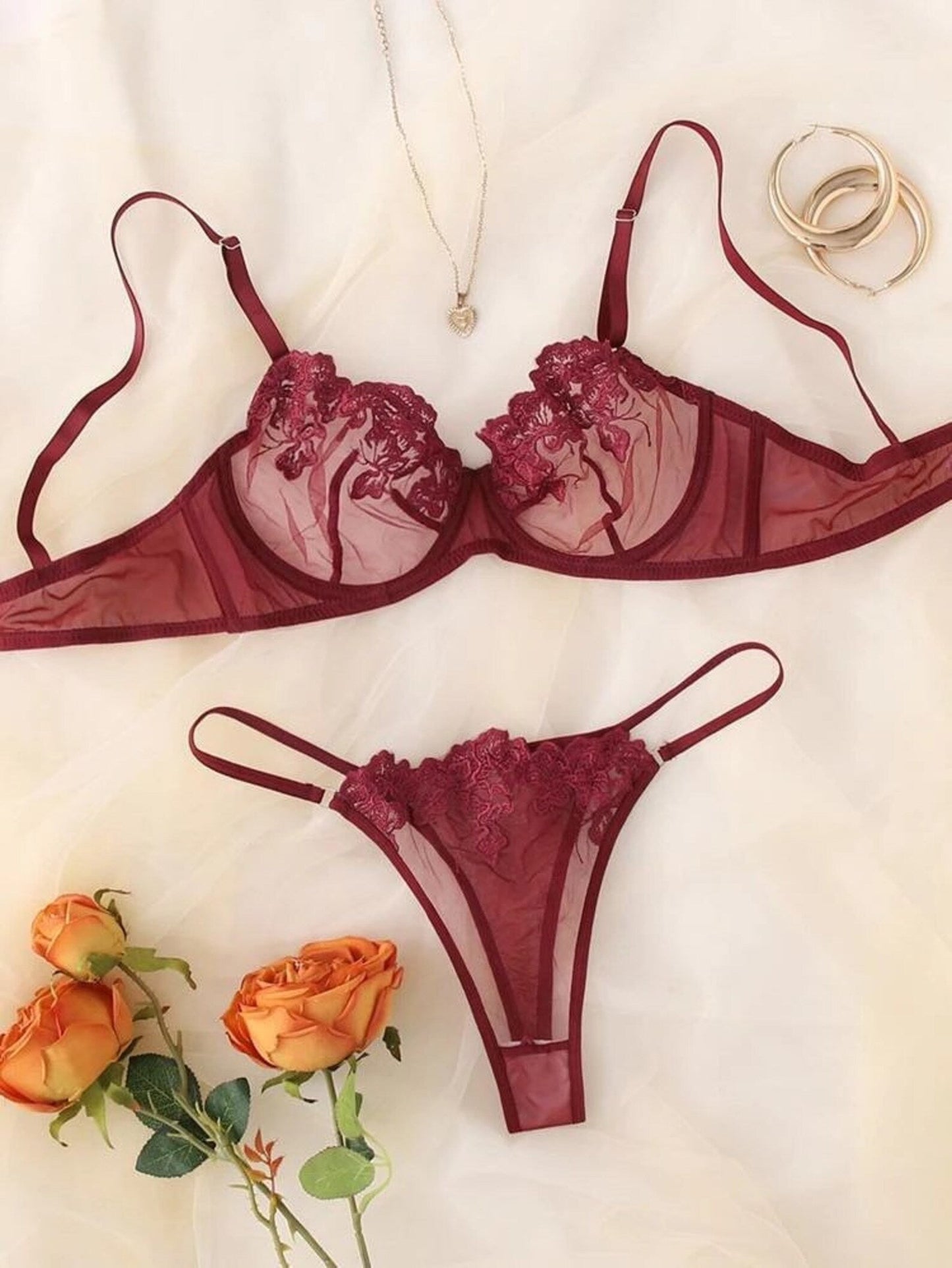 Burgundy Lingerie Set - Self Care Shop