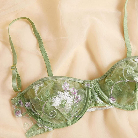 Green Floral Lingerie Set - Self Care Shop