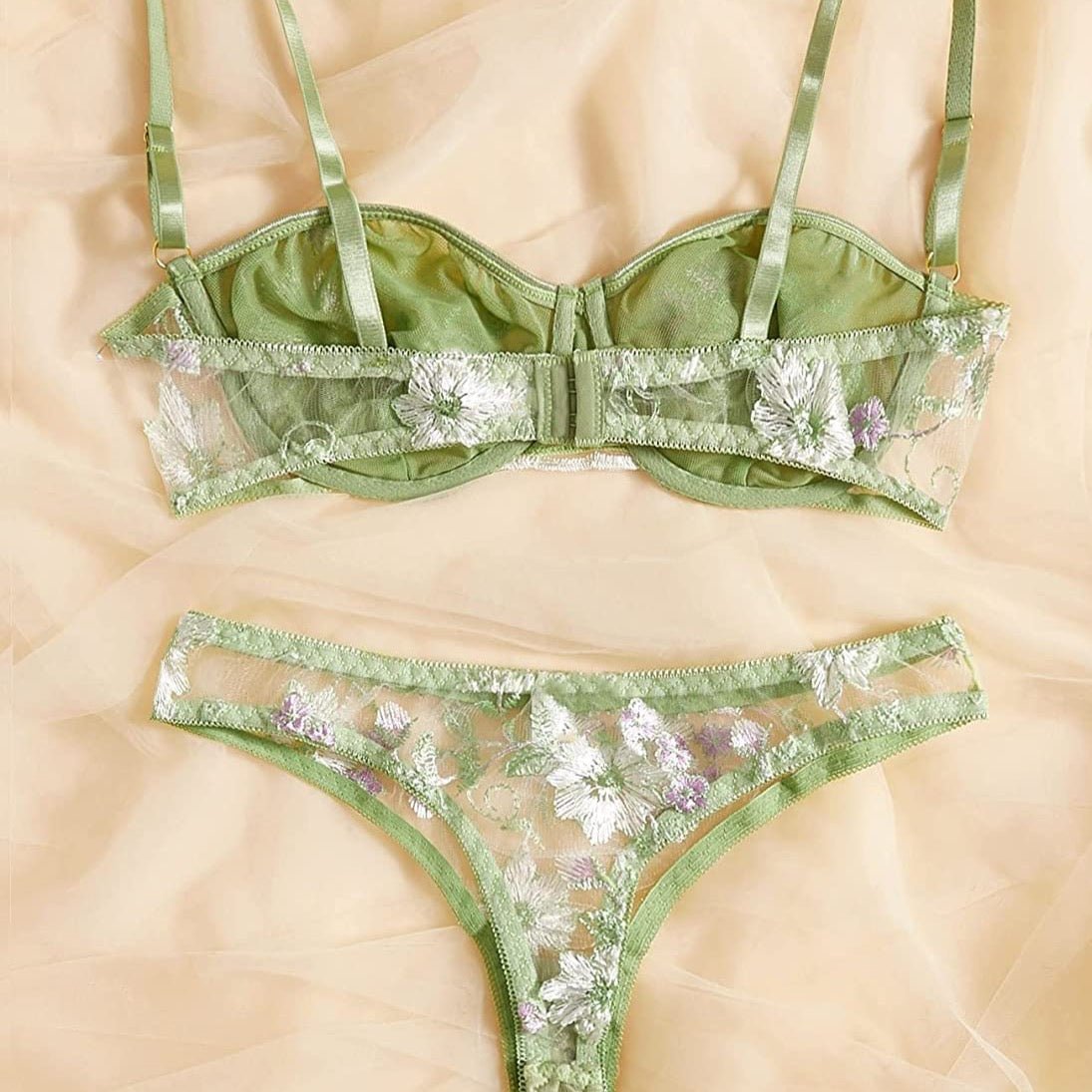 Green Floral Lingerie Set - Self Care Shop