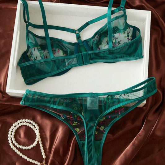 Green Floral Lingerie Set Classy - Self Care Shop