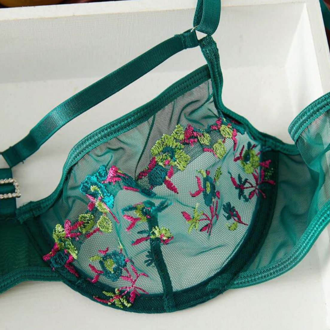 Green Floral Lingerie Set Classy - Self Care Shop