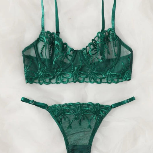 Green Lingerie Set See Through - Self Care Shop