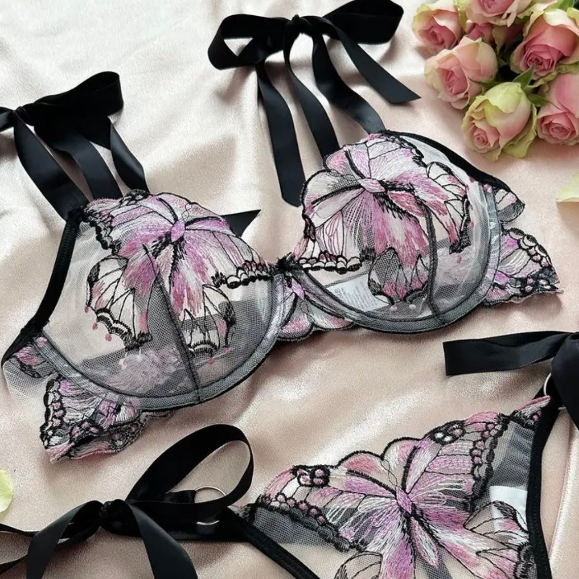 Lingerie Set Butterfly Embroidery - Self Care Shop