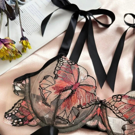 Lingerie Set Butterfly Embroidery - Self Care Shop