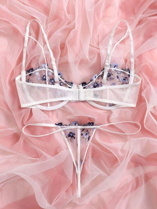 Lingerie Set Purple Floral - Self Care Shop